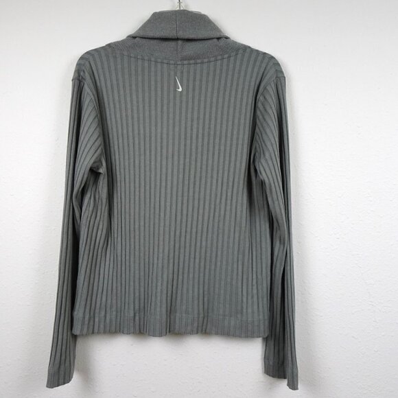 Nike Yoga Sweater Top Women's Size M Gray Luxe Ribbed Cover-Up Activewear - Picture 4 of 8